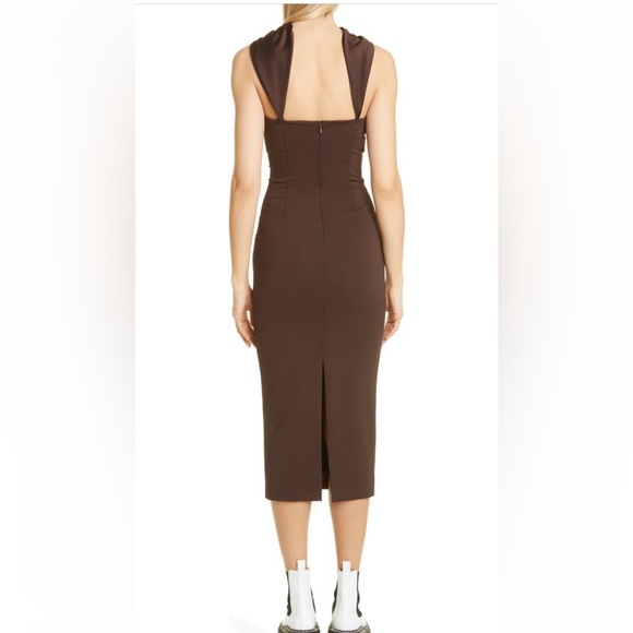 et Ochs Women's Jackie Scarf Neck Midi Dress - Brown - Size 8- Dark - Picture 2 of 11